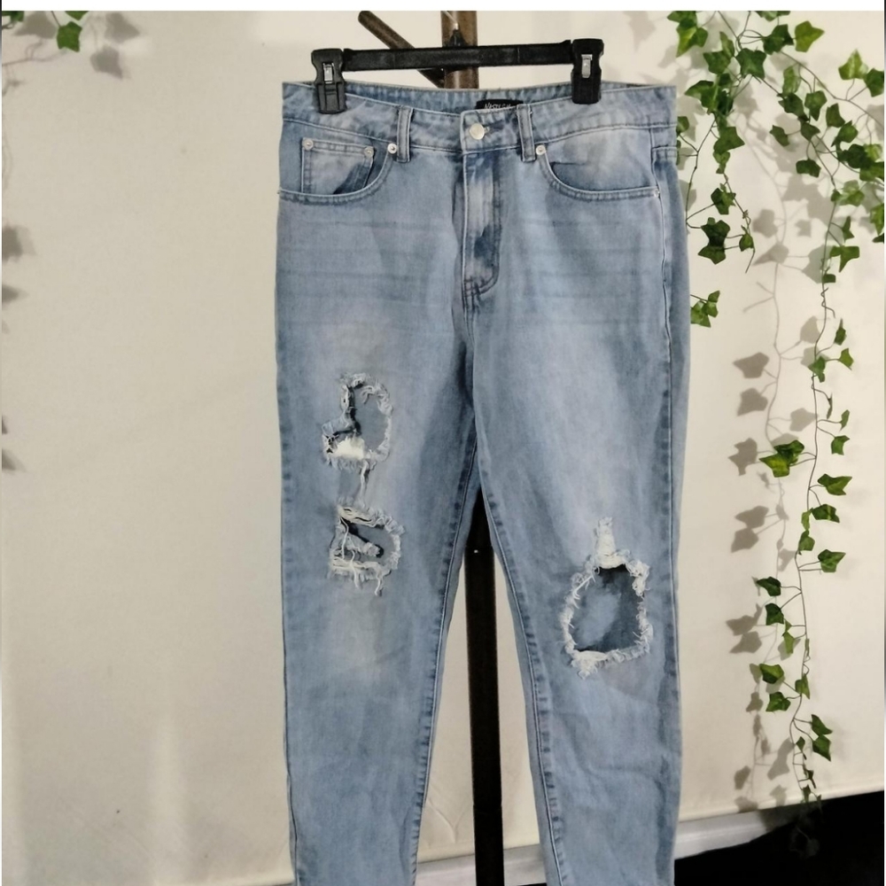 Nasty Gal Ripped Denim Rockstar Glamour Jeans